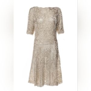 ◇$4,000 NEW OSCAR DE LA RENTA GOLD BIRD NEST DAY DRESS US M